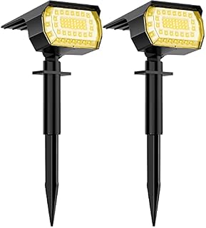 WELALO 57 LED Solar Landscape Spotlights, 2-in-1 Waterproof Solar Powered Garden Lights, 3000K 3 Brightness Modes Solar Spot Lights Outdoor for Garden Tree Wall Yard Pathway (Warm White, 2 Pack)