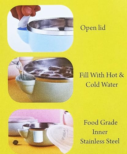 Image of Baby Stainless Steel 1 Bowl with 1 Spoon Set for Children,Baby Feeding Bowl,Stay Warm Bowl,BPA Free,Multicolor