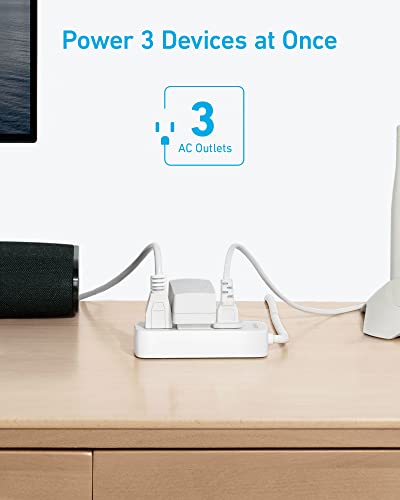 Power Strip Surge Protector(300J),5Ft Anker Extension Cord, Small Power Strip With 3Ac Outlets,Flat Plug,Surge Protection,Compact For Travel, Desk, Home, Dorm Room And Office, Etl Certified #TOP4