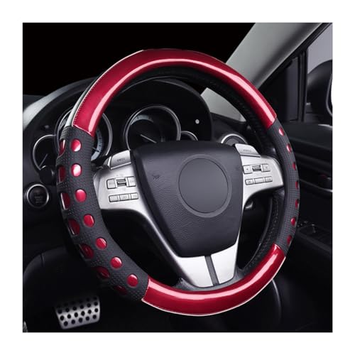 JNNJ Steering Wheel Cover, Universal 38cm Microfiber Leather, Red