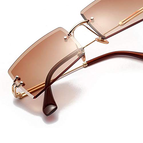 Generic 2 óculos de Sol Feminino com Corte Retangular Sem Aro óculos de Lentes Coloridas Retrô UV400