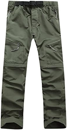 Mens Hiking Convertible Pants Outdoor Waterproof Quick Dry Zip Off Lightweight Fishing Pants Detachable Cargo Pants Green