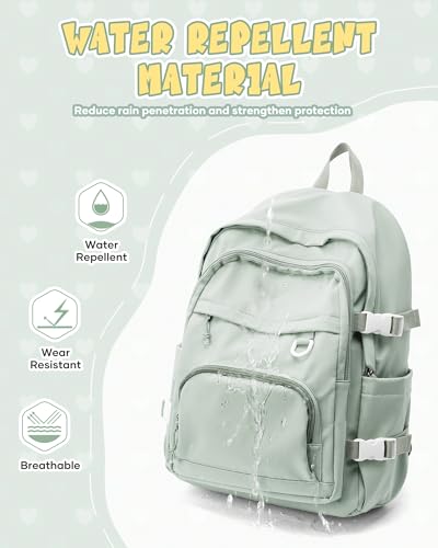 Image of Lightweight Backpack for College & High School Backpack With Lots of Pockets Cute School Bag for Girls Boys, Large Capacity Bookbag for Women Men, Waterproof Teens Casual Daypack Backpack(Green)