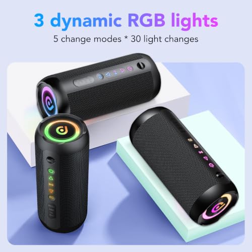 Miniatura 3 de Altavoz Bluetooth Portátil 25W, Altavoz Potente con Bluetooth 5.4 y Graves Profundos, hasta 24 Horas de Reproducción, Impermeable IPX7, TWS, Luces RGB, AUX/TF/USB, Ideal para Fiestas y Exterior