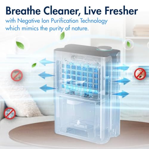 Image of Reffair Dehumidifier DX50 I Energy-efficient 78W I Rate of up to 1000 ml /day I Large 2.4L water tank I Negative Ions, Silent mode, Auto shut-off I Covers 250 ft I Effortless laundry drying