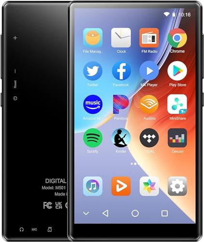 SWOFY Reproductor de MP3 de 80 GB con Bluetooth y WiFi, pantalla táctil de 4,7 pulgadas, reproductor música portátil con Spotify para Android con Pandora, Digital Audio Kids MP3 Player