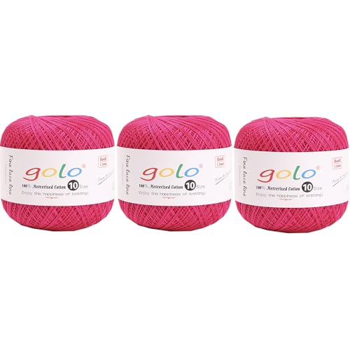 Image of golo 3 Balls Crochet Thread Size 10 Crochet Yarn for Hand Knitting 188