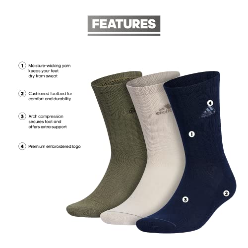 adidas Men's Crew Socks (3-Pack) – Premium Classic Cushioned, Large2