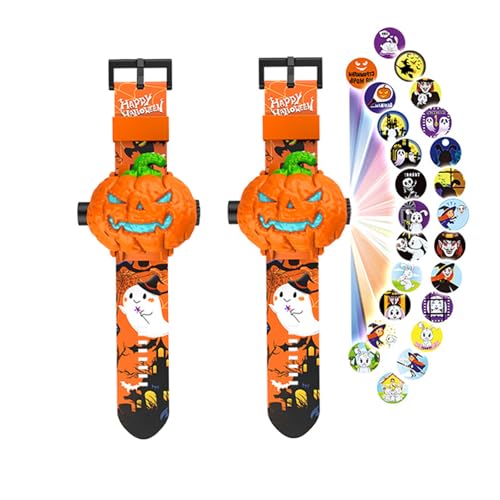 SKMEI Kids' Halloween Projection Watch with 24 Images Digital Boys Watch Pumpkin Design Toy Wristwatch for Girls