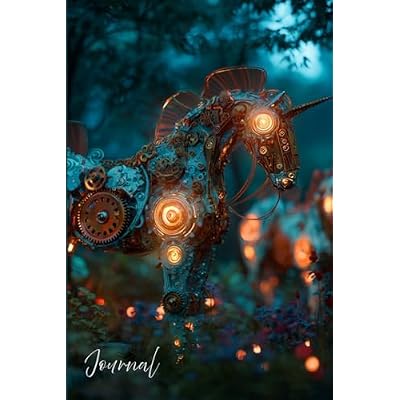 Luminous Mechanical Spirit Journal: Dreamy Zen Notebook with Glowing Metal Animal Design | Surreal Steampunk & Cyberpunk Art Writing