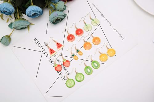 Fun Assorted Fruit Earrings for Women - Kiwi, Watermelon, Lemon, Orange Slice, Citrus - Weird Fruit Shaped Dangle Earrings for Girls4