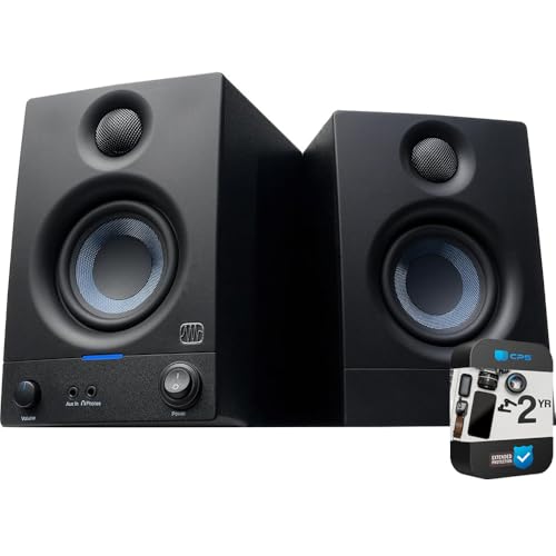 PreSonus 2777500121 Eris 3.5 Powered Active Near Field Studio Monitors, Pair Bundle with 2YR CPS Enhanced Protection Pack