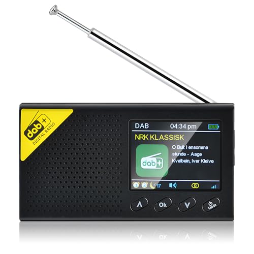 Hikity Dab Radio Portátil Pequeña, Radio Digital Dab Plus con Bluetooth, Dab+ Radio FM Recargable, Despertador Doble, Interfaz AUX, Cocina/Camping Radio Portátil, 9 Lenguas Hikity Dab Radio Portátil Pequeña, Radio Digital Dab Plus con Bluetooth, Dab+ Radio FM Recargable, Despertador Doble, Interfaz AUX, Cocina/Camping Radio Portátil, 9 Lenguas