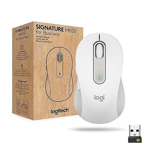 Logitech Signature M650 For Business, Ratón Inalámbrico, Para Manos Pequeñas Medianas, Logi Bolt, Bluetooth, Smartwheel - Blanco Logitech Signature M650 For Business, Ratón Inalámbrico, Para Manos Pequeñas Medianas, Logi Bolt, Bluetooth, Smartwheel - Blanco