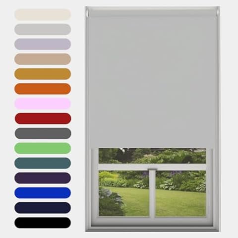 Grey Blackout Roller Blind with Metal Fittings Cover