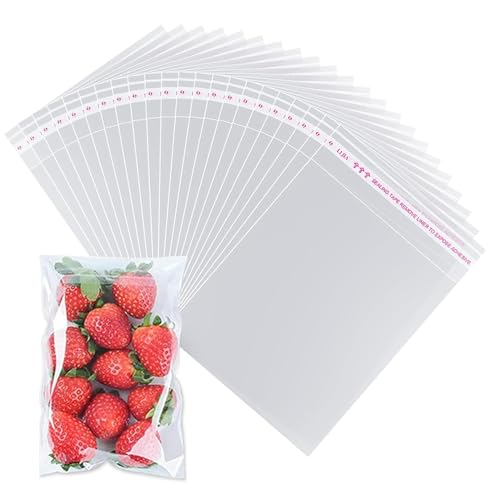 LIAMGUS 100 bolsas de celofán transparente de 5 x 7 pulgadas, bolsas de dulces autosellantes para envolver galletas, dulces, chocolates, regalos, recuerdos de fiesta de joyería