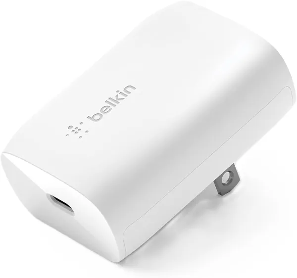 Belkin USB C Charger Block 30W - USB-C to Lightning Cable Included - PPS PD 3.0 Super Fast Charging - Samsung Galaxy S25, Apple iPhone 17, Air, Pro, Pro Max, AirPods, Google Pixel 10, etc. - White
