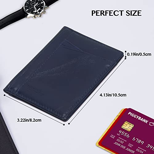 Image of Unaone Slim Minimalist Wallet - Premium Leather RFID Blocking Front Pocket Wallets with 8 Card Slots and 2 ID Window, Dark Blue