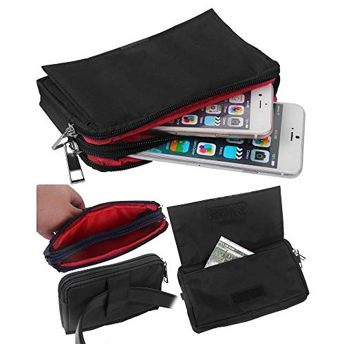 Étui ceinture horizontal pour Lava Z71 noir avec fermeture zippée et dragonne intégrée