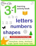 3 in 1 Learning Activity Book - Letters, Numbers and Shapes Ages 2-5, Grade...