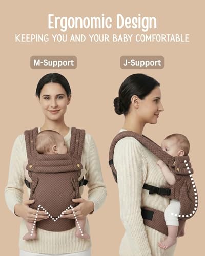 Image of 4-in-1 Baby Carrier | Adjustable for 0-3 Year (3.2-16kg) |100% Cotton Comfort& Lightweight | Ergonomic Design for Newborns to Toddlers |Made in India, Designed in California (Mocha Mousse)