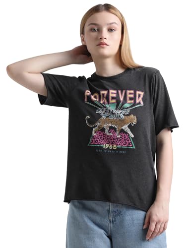 Image of ONLY Typography Printed Cotton T-Shirt