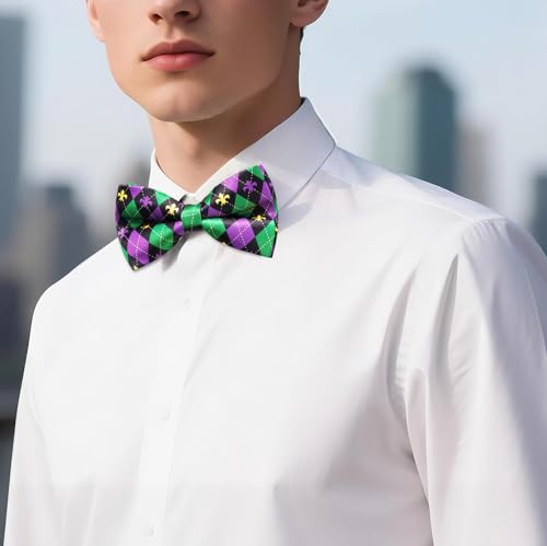 Image of YOHOWA Mens Bow Tie Paisley Coloful Pre-tied Bowties Handkerchief Cufflinks