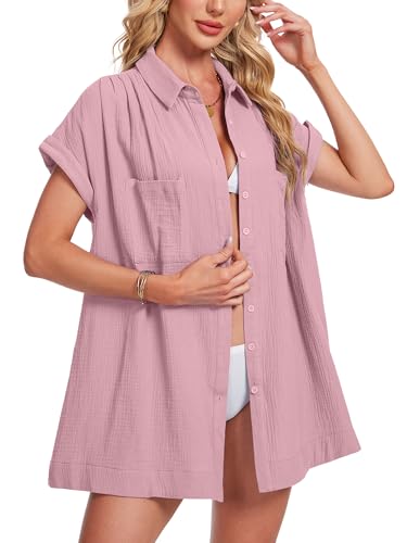 Image of Breezy Lane Beach Cover Up for Women Button Down Shirt Swimsuit Coverup Bathing Suit Cover Ups for Swimwear Vacation