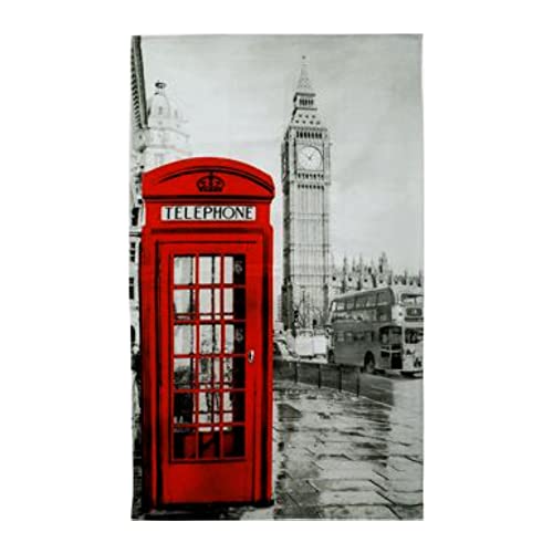 London Big Ben & Telephone Box Photographic Tea Towel by ClickSouvenirs.com