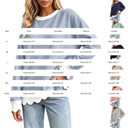 Scalloped Sweatshirt for Women Oversized Loose Business Casual Tops 2026 - image 5