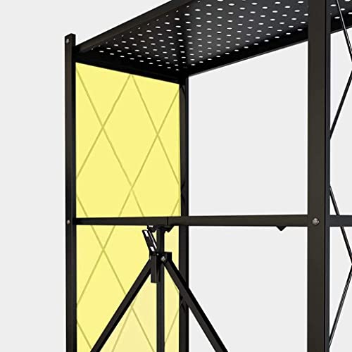 منظم معدني بسلك متعدد الارفف قابل للطي للمطبخ - عجلات 4 بوصة - 5 ارفف، أسود