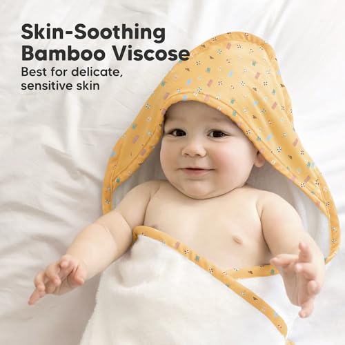 Image of KeaBabies Hooded Baby Towel for Newborn, Baby Bath Towels(Beach Day, 35x35) | Viscose Derived from Bamboo, Large Baby Towels with Hood, Boys, Girls, Toddler, Soft Absorbent Baby Bath Essentials