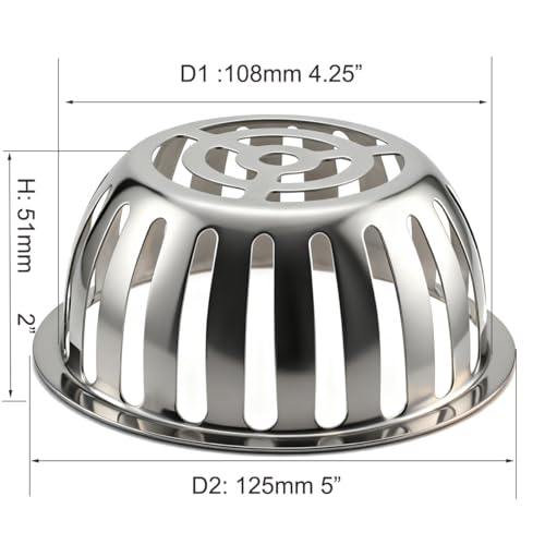 Image of Stainless Steel Roof Dome Drain Cover Strainer Atrium Grate 2pcs /pk (Dia:5 inch)