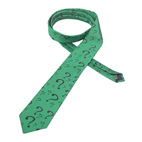Super Hero Villain Riddle Question Mark Neck Tie Halloween Costume Accessory Green - One Size