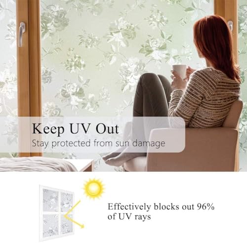 Image of WOO Home Frosted Glass Window Film & Stickers (24 X 24 INCH) Privacy Window Cover for Home & Office - Easy Apply, UV Protection, Removable Decorative Film (Frosted Design Film | 2 X 2 SQFT)