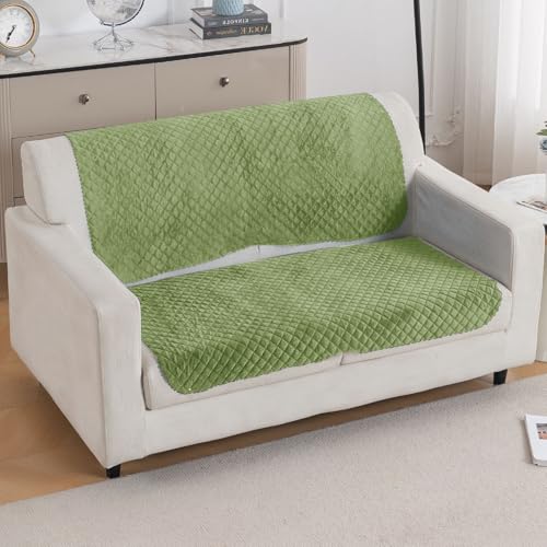 Image of HOKIPO Quilted Sofa Cover 2 Seater for Seat & Back, Washable Kids & Pet Friendly Sofa Cover, 'Quilt Classic' Green (IN-926-GRN*2)