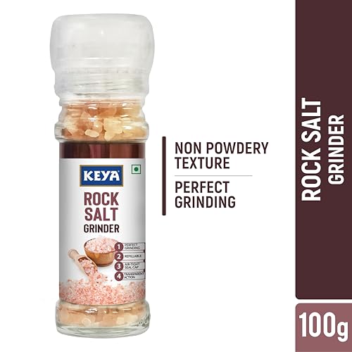 Image of Keya Rock Salt Grinder 100g | Natural, Healthy Alternative to Regular Salt for Cooking, Seasoning & Garnishing | Perfect for Enhancing Flavors in Meals, Snacks, and More | Grinder