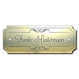 individuell anpassbares Schild ca. 120 x 45 mm groß und aus hochwertigem 1,6 mm starkem Acryl in Gold- bzw. Edelstahloptik gefertigt - sieht aus wie echtes Metall !