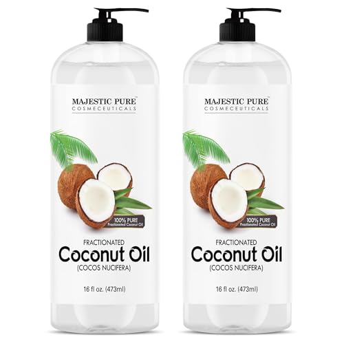 Image of Majestic Pure Fractionated Coconut Oil - Relaxing Massage Oil, Liquid Carrier Oil for Diluting Essential Oils - Skin, Lip, Body & Hair Oil Moisturizer & Softener - 16 fl oz (Pack of 2)