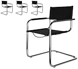 freischwinger leder schwarz gebraucht Schwarz 4x Denver Freischwinger Klassiker Besucherstuhl Leder Schwarz