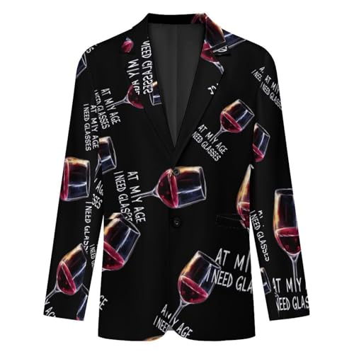 Wine At My Age I Need Glasses Men’s Casual Blazer 2 Button Suit Jacket Business Wedding Party Coat Lightweight Suit Jackets4