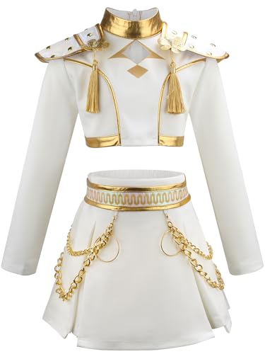 TRACYCY Bambina Costume Cosplay Anime Bianco Performance Show Uniforme Set