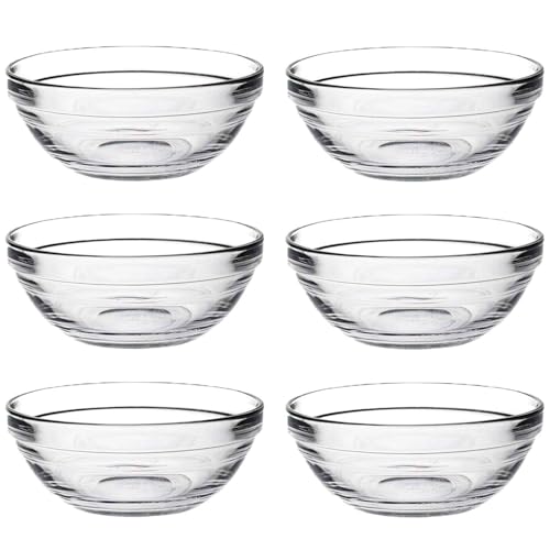 Acan Tradineur - Pack de 6 cuencos redondos de vidrio, modelo Lys, bol para mezclar, servir aperitivos, apilable, apto para microondas y lavavajillas, cocina - 14 x 5,5 cm