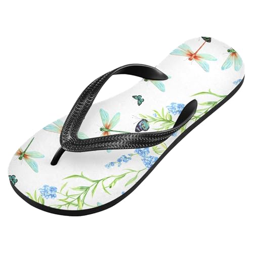 Burbuja Watercolor Dragonflies Flip Flops for Women Men, Soft Thong Sandals Rubber Slippers for Pool Beach Essentials2