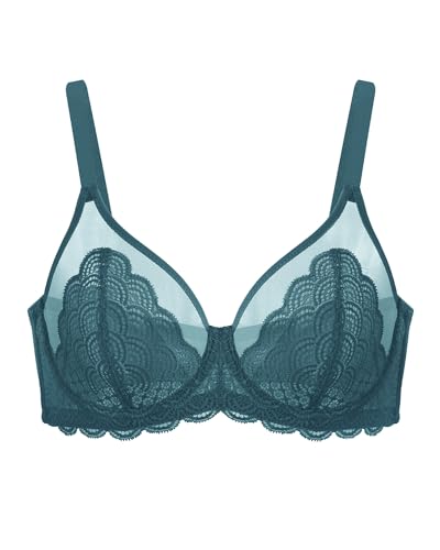 Image of HSIA Minimizer Bras for Women Large Bust Full Coverage Lace Plus Size Bra - Mermaid Scales