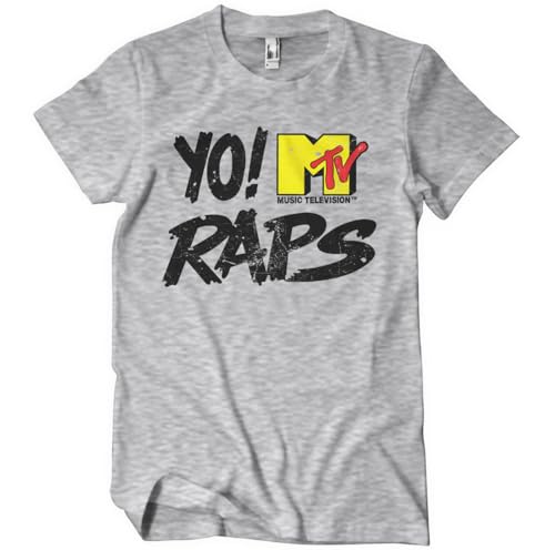 T-shirt Yo! MTV Raps homme gris chiné XL en coton vintage