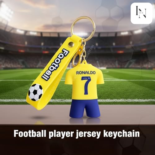 Image of Football jersey Keychain | Ronaldo key chains | messi Keychain | 3D Cute silicone key chain for bike men | soccer Keyring gifts for boys | anime key holder for bag