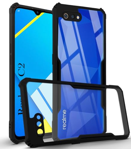Image of Jkobi Back Cover Case for Realme C2 (Shockproof with Polycarbonate Clear Panel | Professional Black)