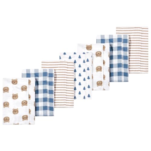 Image of Luvable Friends Hudson Baby Flannel Burp Cloths 7pk, Blue Bears