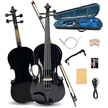 Electric Violin 4/4 full Size 4 string Acoustic Violin Spruce Maple Ebony Wood with Case, Bow Handmade for Beginners, Students, Professionals Black
